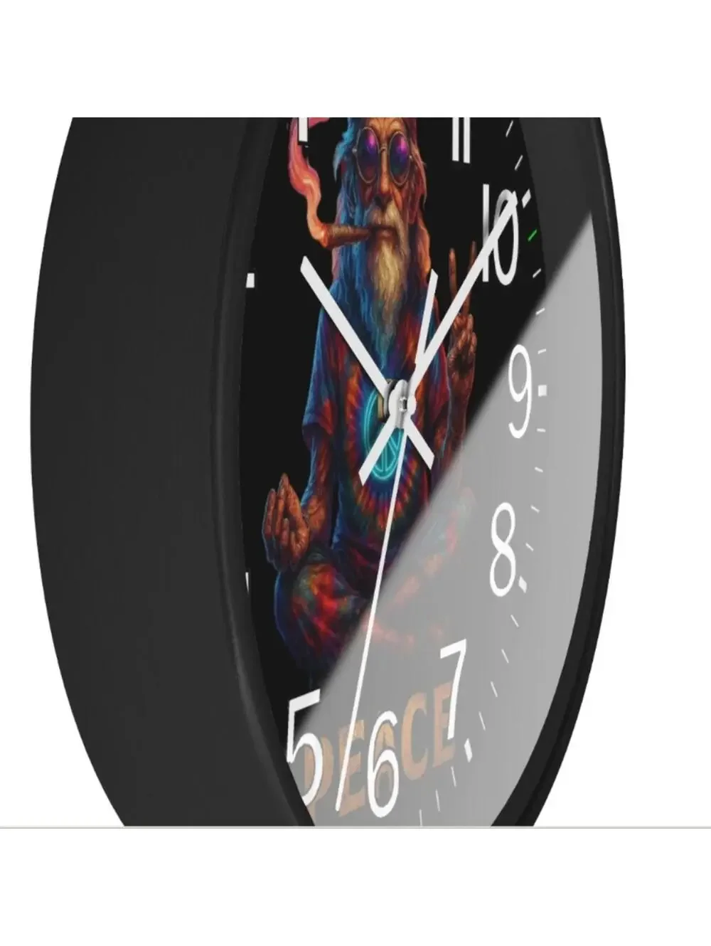 Peace Hippie Flower Power Reverse Ticking Good Leaf Glow In The Dark Wall Clock